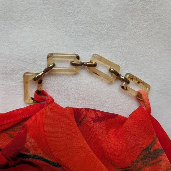 Vintage Joseph Ribkoff Floral Sheath Dress Orange Red Watercolor Print Size 8 - Picture 12 of 16